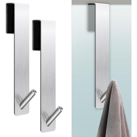 Lot de 2 porte-serviettes en verre pour salle de bain, crochets pour peignoirs en acier inoxydable, crochets en verre sans cadre, douche en acier inoxydable de haute qualité pour chambre à coucher (1/4)