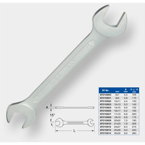 BRILLIANT TOOLS Clé à fourche double 18 x 19 mm - BT010908 (1/5)