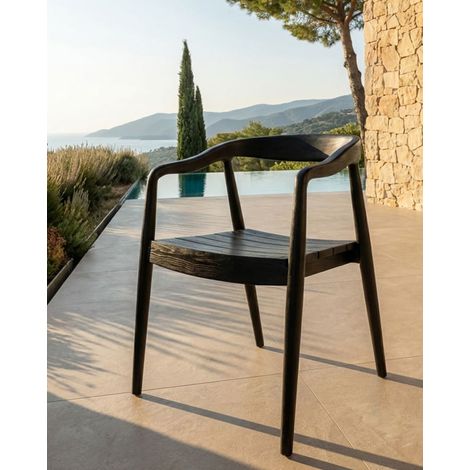 Ebony - Chaise en teck massif noir (1/5)