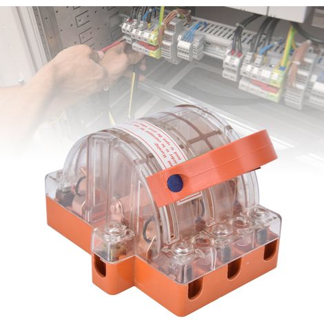 Interrupteur à couteau bidirectionnel à double position, 3 pôles, 32 A, boîtier transparent tout cuivre avec voyant lumineux, 380 V CA. (1/5)