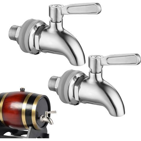 Set mit 2 Edelstahl-Zapfhähnen: 12 mm Drehhahn 304 – Ersatzhahn für Getränkeautomaten, Bierfässer, Wein-, Saft- und Glasbehälter (1/5)