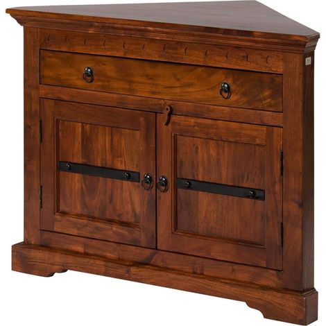Buffet d'angle 107x54 Acacia laqué Nougat OXFORD 505 (1/4)