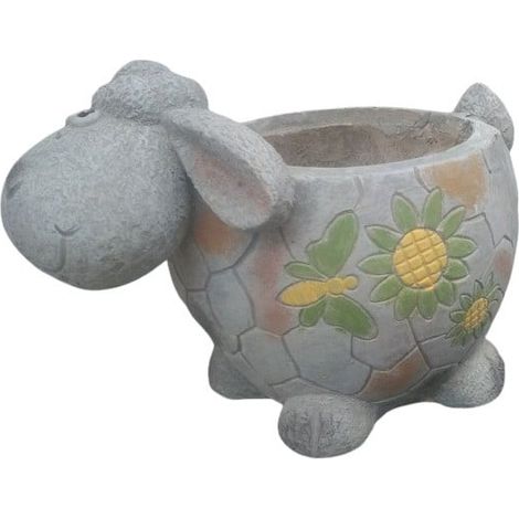 TrendLine Dekofigur Pflanztopf Hund aus Magnesia grau/bunt Maße: 33,5x23x21cm