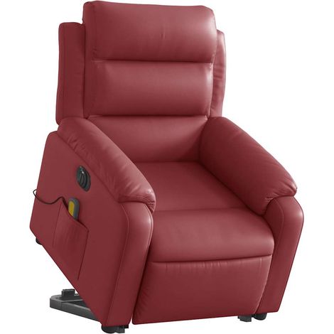 Poltrona Alzapersona Reclinabile Rosso Vino in Similpelle vidaXL (1/5)