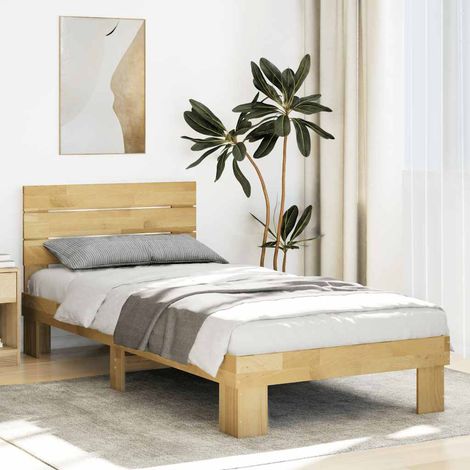 Massivholzbett mit Kopfteil ohne Matratze 75x190 cm Eichenholz vidaXL (1/5)