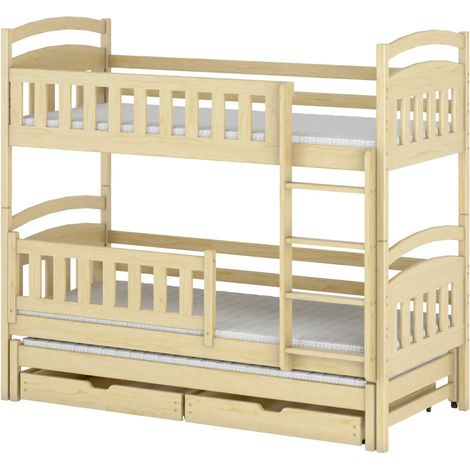 Letto a castello 90x200 con rete a doghe letto gigogne e cassetti Jules Bois (1/5)