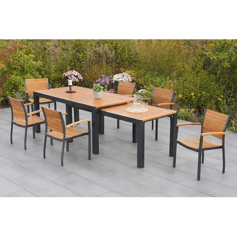 Santorin Set 7tlg 6 Sessel Flex Tisch 180(300)x100cm