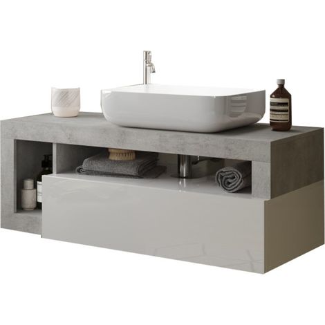 Mobile da bagno sospeso con un lavabo e 1 cassetto, collezione BURA