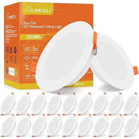 Spot Led Encastrable 7W Blanc Neutre 4000K, IP44, Trou 95-105mm  Lot de 20, Spots de Plafond 7W 700LM, Diamètre 118mm, Equivalent 70W Incandescence, Spot Salle de Bain Etanche Pour Cuisine (1/5)