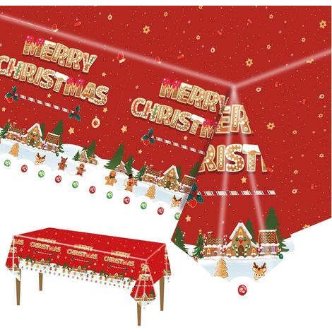 Lot de 3 sets de table de Noël "Lebkuchenmann" 137x274cm Rouge Plastique