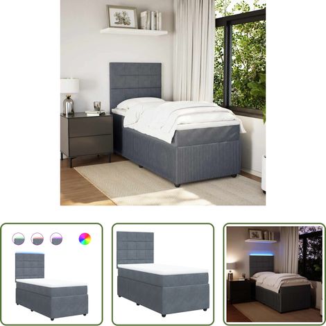 vidaXL Taschenfedernkern -  Boxspringbett mit Matratze Dunkelgrau 90x190 cm Samt (1/5)