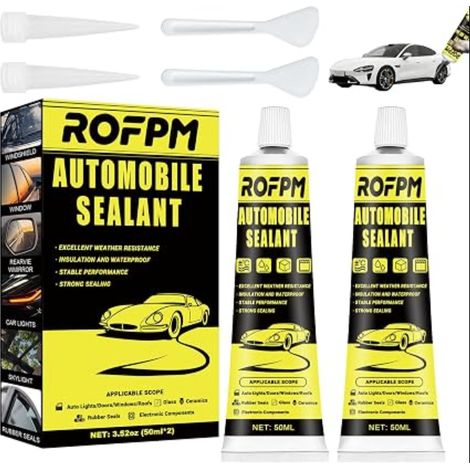 Colle Pare Brise Voiture Retroviseur, Silicone Noir, Mastic D'étanchéité Carrosserie, Résistance aux Hautes et Basses Températures, pour Le Collage et Portiere, Fenêtres, Toits (1/5)
