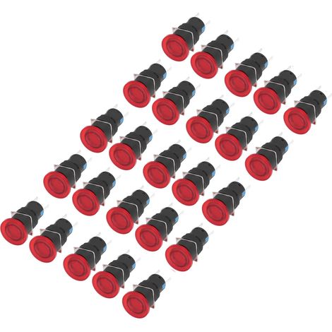 Lot de 25 interrupteurs à bouton-poussoir autobloquants à tête champignon avec voyant lumineux, 16 mm, BEM-LA16-11MDS-RAC, 24 V CC (1/5)