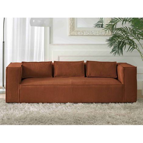 Stella – 3-sitzer einzelsofa – aus cord – moderner stil - terrakotta