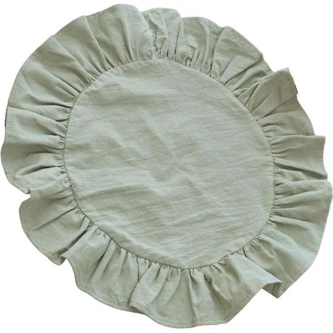 Rundes Platzset aus Baumwolle und Polyester, waschbar. Passt zu nachhaltiger Einrichtung, mintgrün. (1/5)