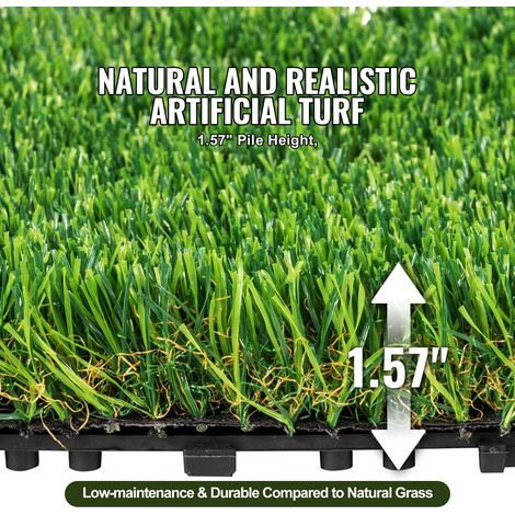 Lot de 18 dalles gazon synthétique emboitables 305x305mm, tapis herbe artificielle drainage sol déco, pour intérieur extérieur entrée grattoir chien (1/5)