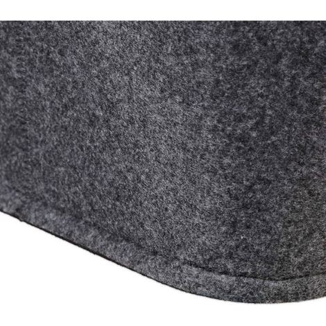 Sac de rangement en feutre - - Pliable - 45x40x32 cm - Gris foncé - Anses en bois et cuir artificiel (1/4)