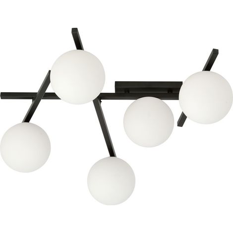 Lampada a Soffitto Smart, Acciaio verniciato a polvere, Vetro, Nero, Bianco, 67x25x50 cm