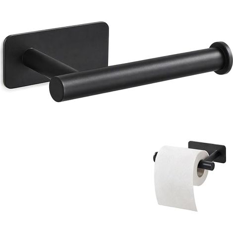 Porte-Papier Toilette Mural sans Perçage Noir 5 kg Acier Inoxydable (1/5)