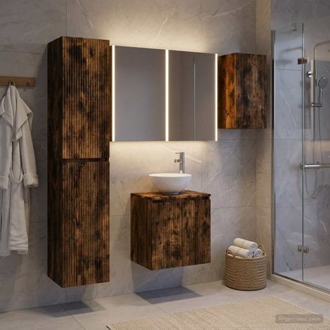 vidaXL Juego de Muebles de Baño 5 uds. Roble Ahumado (1/5)