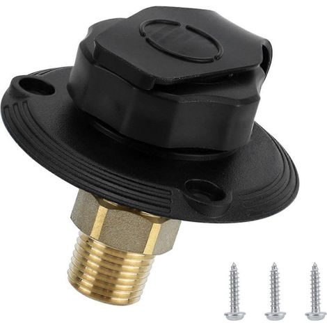 Bride de raccordement d'eau pour camping-cars, entrée 3/4NH femelle vers 1/2 NPT mâle avec clapets anti-retour, convient aux caravanes et remorques, noir Noir (1/5)