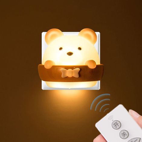 Veilleuse rechargeable avec télécommande pour chambre bébé, allaitement, sommeil, lumière nocturne murale protectrice yeux, 2W, batterie intégrée, modèle télécommande (1/3)