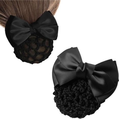 Filet à Cheveux - Française - Nœud Barrette - Élastique - Tissu Doux - Noir (1/4)