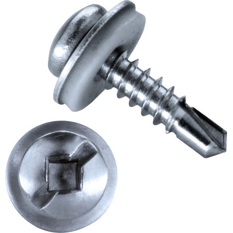 GOEBEL - 500 x Vis Autoforeuse-Tête Cylindrique Bombée 4,2 x 16 mm Acier inoxydable A2 (W.-Nr. 1.4301/03 AISI 304/02) Revêtement argenté GOEBEL GL - EPDM Disque DIN7504 SQ - 6991042160 (1/5)