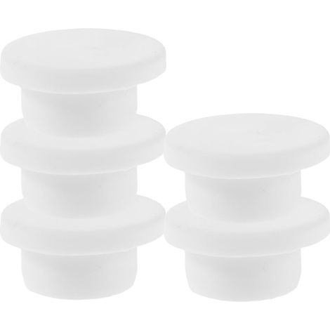 5 bouchons trop-plein, 25-26 mm, silicone, blanc, pour lavabo (1/5)