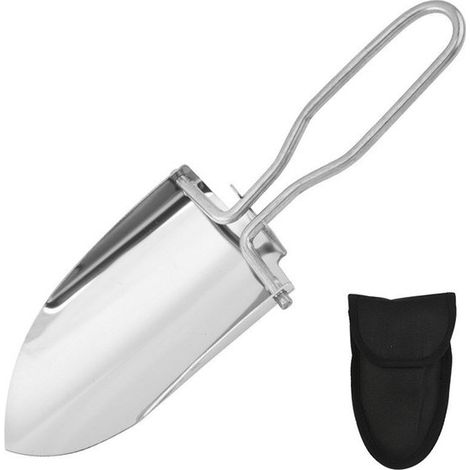 Mini-Klappspaten aus Edelstahl, robuster Mehrzweck-Handspaten für Garten und Camping mit Aufbewahrungstasche aus Oxford-Gewebe (1/5)