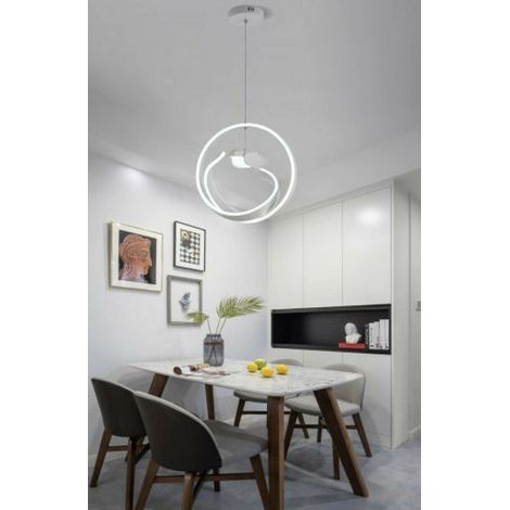 TrAdE Shop Traesio - Lampadario 53w Led Moderno Lampada A Sospensione Con Uccello Luminoso 6500k A51 - Bianco