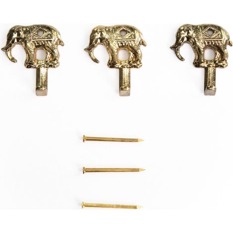 Lupia - Kit 3 Ganci ORO ELEFANTE per Quadri, Specchiere e Cornici, Metallo con Finitura Dorata, Adatti per tutti gli ambienti, Dimensioni 2,9x2,6 cm (1/2)