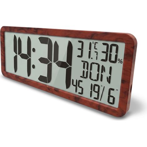 FISHTEC Horloge Digitale Radio Pilotée Effet Bois Grands Chiffres (1/2)