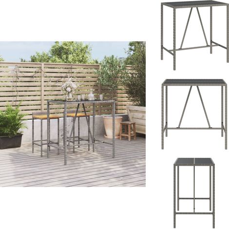Bartisch mit Glasplatte Grau 110x70x110 cm Poly Rattan - Gartentisch - Bartisch - Outdoor Möbel - Poolparty - Balkonmöbeln (1/5)