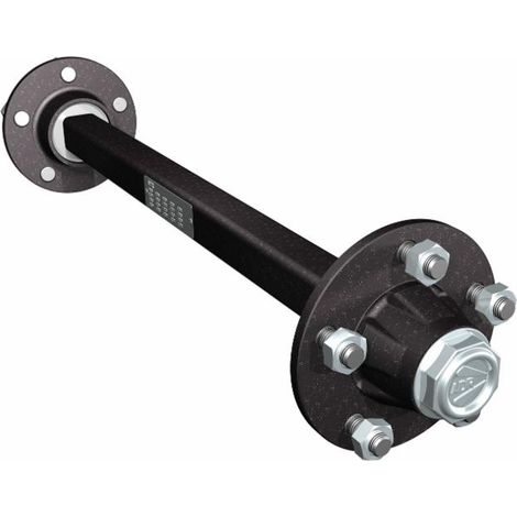 Assale per rimorchio senza freno lunghezza 1m Ø40mm 4 fori (1/3)