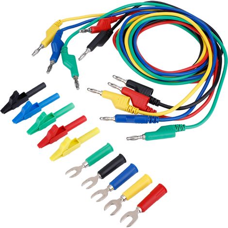 Kit de cordons de test banane 4mm pour multimètre, pinces crocodiles et sondes en U (P1036A) (1/5)