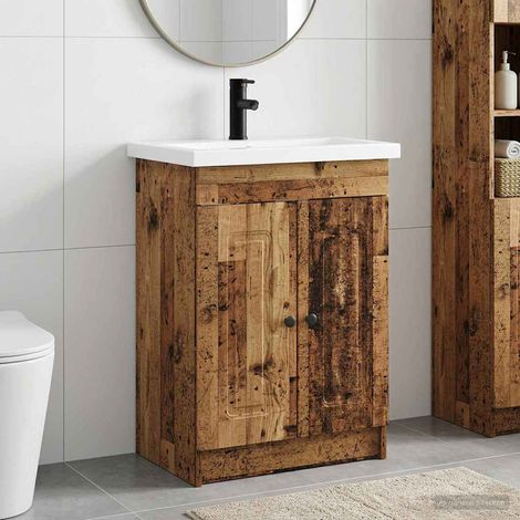 vidaXL Badezimmermöbel-Set Altholz 56 x 37,5 x 81 cm Holzwerkstoff (1/5)