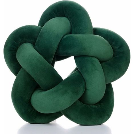 Coussin en peluche fait à la main noué étoile oreiller canapé doux coussin lombaire boule en peluche, vert émeraude 12.59 in32 cm (1/5)