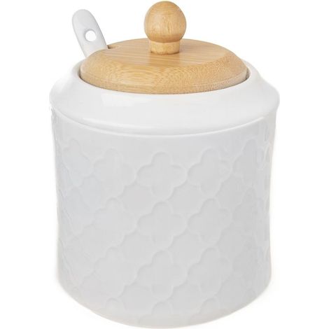 Azucarero de porcelana blanca Whiteline con cuchara, 350 ml. (1/5)