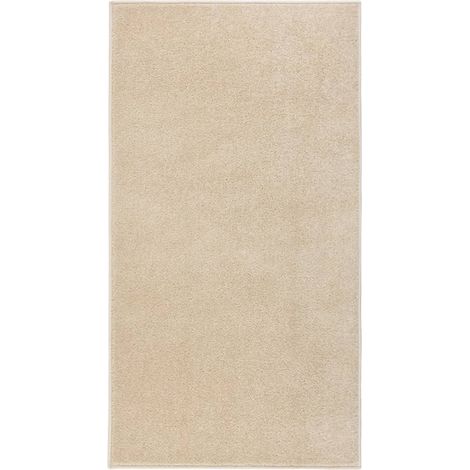 Le Poisson Qui Jardine – Tapis shaggy 80x150 cm beige – 100% polypropylène – Poils de 10 mm – Adapté au chauffage au sol – Nettoyage facile (1/5)