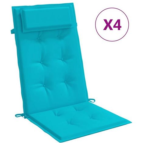 Un ensemble de 4 coussins turquoise pour chaise à dossier haut (1/5)