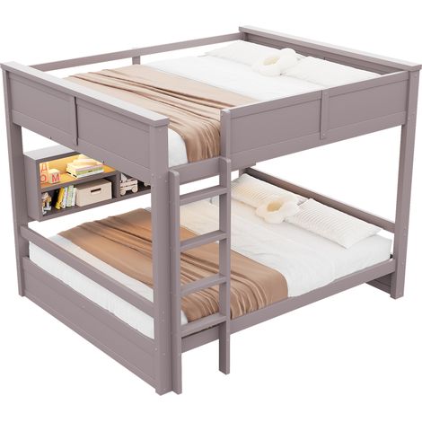 Lit superposé 160 x 200 avec armoires de rangement et éclairage LED, marron (1/5)