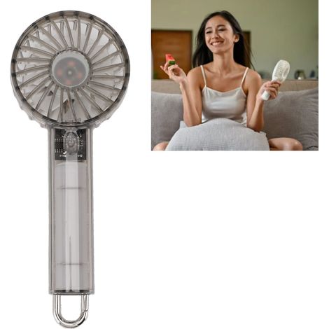 Ventilateur de Poche Mini Transparent Ventilateur Personnel Portable ABS Ventilateur Cooler 65x33.5x152.5mm Black (1/5)