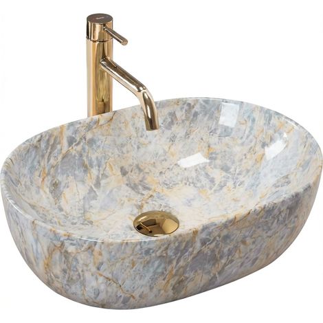 LAVABO SOBRE ENCIMERA REA AMELIA RUSTRSTONE 48 BEIGE