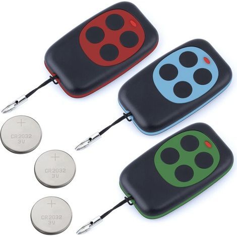 Universelle Torfernbedienung mit 433,92 MHz Frequenz für automatische Tore mit großer Reichweite. Elegante, programmierbare Fernbedienung mit Festcode, inklusive Batterie. (1/4)