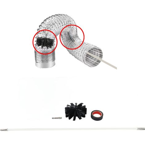 Ensemble de 9 pièces : brosse pour tuyau de perceuse électrique, brosse pour conduit de sécheuse de 62,5 cm, brosse électrique pour le nettoyage de cheminée (1/5)