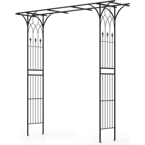 Arco de jardín de metal para plantas trepadoras, negro, resistente a la intemperie