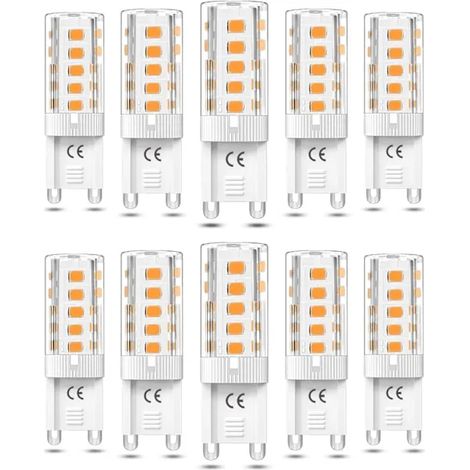 Lot de 10 ampoules LED G9 dimmables 5W blanc chaud 3000K, équivalent halogène 50W, AC110/220V [Classe énergétique F]GOD (1/4)