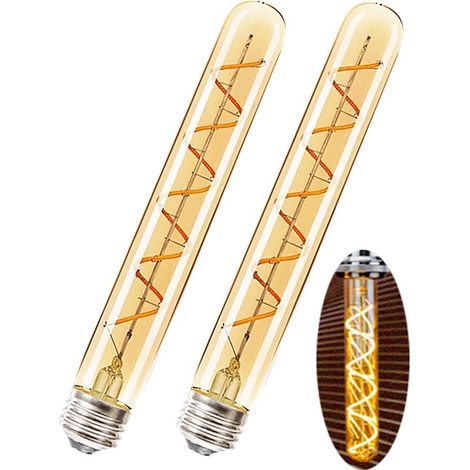 Ampoule LED E27 Filament Vintage 4W (Équiv. 40W) 400LM Blanc Chaud 2700K Non Dimmable - Lot de 2 Ampoules Rétro Verre Ambré T30 225mm