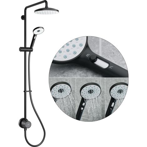 Mira Minimal 2.0 Dual Thermostatic Mixer Shower Black Exposed + Fixed Rain Head (1/5)